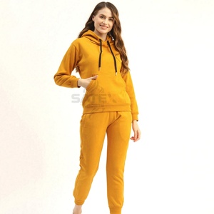 Survêtement décontracté à capuche pour femme, tendance, motif uni, 100% coton respirant, broderie personnalisée, logo, grande taille, hiver, bas prix - Product Image 1