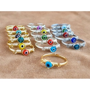 Bohemian Style Gold-Plated Alloy Gemstone <b>Rings</b> Bezel Setting Inlay Technology - Product Image 3