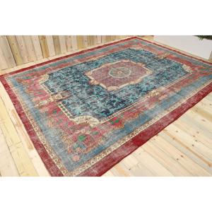 Alfombra Vintage, Alfombra Turca de 9x11.9 pies, Alfombra de Lana Azul Ombré - Product Image 1