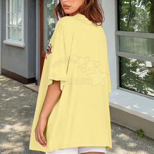 Cómoda camiseta de gran tamaño para mujer, de lona, holgada, transpirable, ligera, informal, elegante, para uso diario - Product Image 5