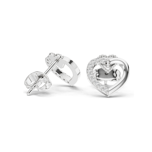 Boucles d'oreilles en diamant de laboratoire de 0,12 carat en forme de cœur, clarté VVS-VS EF, or 18 carats, 14 carats, 10 carats et argent 925, rose, jaune, blanc - Product Image 5