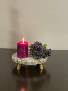 ของประดับตกแต่งบ้านแม่ของดอกไม้ฝังมุกยืนฐาน MDF ตกแต่งตารางสำเนียงในห้องนั่งเล่นที่ทำด้วยมือ - Product Image 4