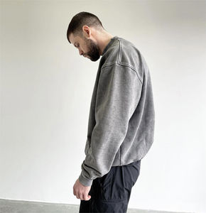 Ropa de hombre de alta calidad 100% algodón Vintage lavado ácido cuello redondo Sudadera con capucha peso pesado ropa informal suelta cuello redondo sudaderas Unisex - Product Image 3