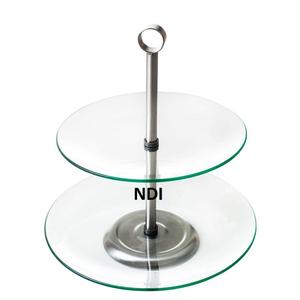 Support à gâteau en bois rond de qualité supérieure avec dôme en verre, finition naturelle, pour les célébrations de mariages et d'anniversaires - Product Image 3