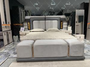 Modern Luxury Tufted Bed Set Stylish Adjustable MDF <b>Wood</b> Leather Customizable for Home Office Apartment Hotels Villas - Product Image 3