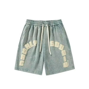 Pantalones cortos lavados con ácido de verano para hombre, nuevo estilo, 100% algodón, secado rápido, dobladillo crudo Vintage, ropa de calle ecológica - Product Image 5