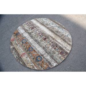 Alfombra Vintage de lana turca de 4,8 'X 4,8 ', diseño de retales azul Beige, respaldo de látex, tejido plano para decoraciones de sala de estar para adolescentes - Product Image 2