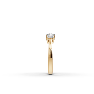 Bague de fiançailles en diamant de laboratoire 3 pierres de 1,00 ct, taille ovale, bijoux fins, certificat IGI, incrustation en platine, or jaune 10 carats, perle - Product Image 4