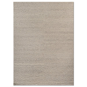 Tapis en laine noué à la main Aprezo AIWL-1061 ivoire, couleur unie, abstrait, pour salon, couloir, entrée, rectangulaire, motif puzzle - Product Image 1