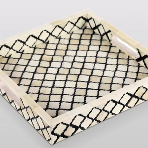 Golden Oasis Handmade & Bone Inlay Serving Tray Premium Arabic Homeware Elegant Dining Festive Occasions Personalized Gifting - Product Image 1