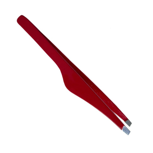 Maroon Color Slant Tip Tweezers Eyebrow and Ingrown Hair Removal Tools Made With German Stainless Steel 3" - Product Image 5