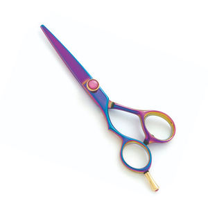 Ciseaux de barbier enduits de couleur arc-en-ciel miroir polonais en acier inoxydable 5.5 pouces ciseaux de salon de beauté - Product Image 2