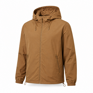 Veste coupe-vent à capuche pour homme personnalisée, légère, en polyester, résistante à l'eau, décontractée, entièrement zippée, OEM ODM, vente en gros, usine UE - Product Image 3