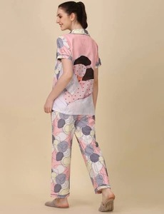 Conjunto de pijama de algodón hecho a mano indio para mujer, ropa de salón térmica de verano, estampado de bloque personalizado, Parte delantera ODM para damas de honor - Product Image 4