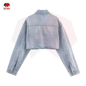 Veste en jean pour femme sur mesure, vêtement d'extérieur classique et décontracté, denim en coton respirant, service OEM et ODM - Product Image 2