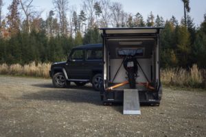 Remorque de camping multi-usage avec rangement pour moto, remorque compacte d'aventure pour le transport de SUV et de moto, mini-remorque tout-terrain - Product Image 3