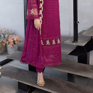 Tenue décontractée Shalwar Kameez de couleur personnalisée pour femme Robe traditionnelle fantaisie en coton pour pelouse en vrac Maxi - Product Image 6