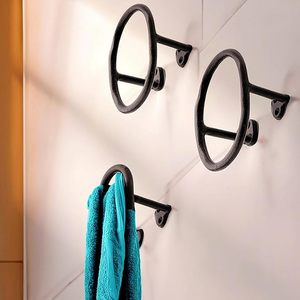 Ganchos para abrigos de estilo ovalado moderno, gancho de acabado negro Vintage para abrigos, sombreros, hierro fundido más resistente, rústico, fácil, versátil y duradero - Product Image 5