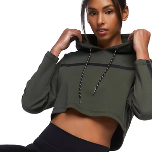 Women's Cropped Hoodie 100% Cotton Customized Sportswear Pullover Hooded Sweatshirt Winter Character Front 2024 - Product Image 4
