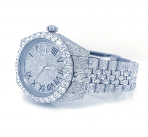 Reloj automático de lujo totalmente helado VVS Clarity Lab crecido CVD Diamond Acero inoxidable esfera romana calendario mecánico reloj de marca - Product Image 3