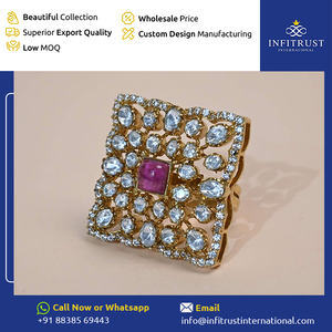 Ampliamente suministrado, el mejor en venta, diseño elegante moderno, anillos de piedra Polki blanca para mujer con base de Plata de Ley 925 para compradores a granel - Product Image 2