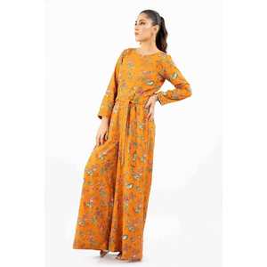 Traje informal naranja de 2 piezas sin coser para mujer, estilo Karandi, con diseño estampado - Product Image 3