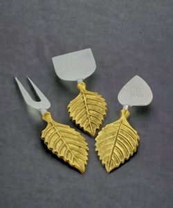 Juego de cuchillos para queso de metal con mango de hojas decorativas más vendidas al mejor precio de la India - Product Image 6