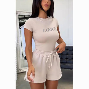 ชุดกางเกงขาสั้น2ชิ้นสำหรับผู้หญิงชุดเสื้อผ้า2ชิ้นกางเกงขาสั้นนักขี่จักรยานชุดออกกำลังกายแบบกำหนดเอง2024ใหม่ - Product Image 1