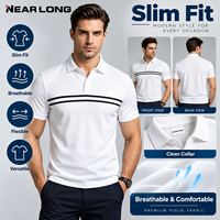 Chemise Homme à Manches Courtes Rayée Horizontale Coupe Slim Personnalisable avec Logo d'Usine Vérifiée en Spandex/Coton Séchage Rapide pour l'Été et les Affaires