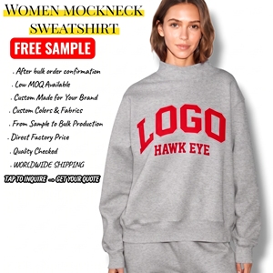 Custom Mockneck Sweatshirt Streetwear Oversized Drop Shoulder Turtleneck Hoodie Casual Mock Neck <b>Jumper</b> for Women - Product Image 1