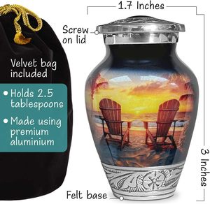 Urna de cremación de recuerdo pequeña de aluminio con vista al atardecer para cenizas | Proveedor de fichas de urnas funerarias al por mayor - Product Image 2