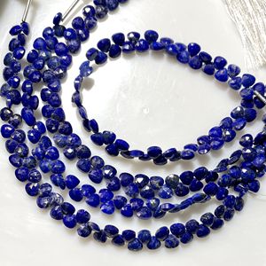 High Quality 4-4.5MM Lapiz Lazuli Faceted Tiny Heart Shape Briolette <b>Beads</b> <b>Blue</b> Gemstone <b>Beads</b> Wholesale Good Quality Supplier - Product Image 4