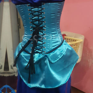 Overbust Steelboned Two Tone Satin Corset Top With Frill And Front Ribbon - Product Image 6