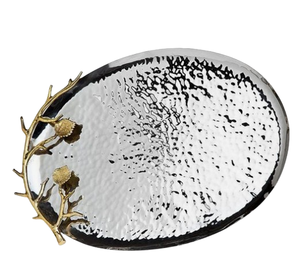 Nouvel arrivage Plateau vaisselle d'hôtel de luxe Décoration Plateau à dessert en aluminium argenté classique Fabriqué en Inde - Product Image 1