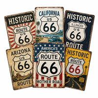 Panneau en métal vintage personnalisé Route 66 pour la décoration murale de la maison, du bureau, du garage, du bar, affiche en métal rustique rétro, vente en gros