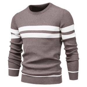 Vente en gros pull décontracté rayé pour hommes 2025 dernière conception pour les hommes automne hiver épais chaud mode pull en tricot de haute qualité - Product Image 4