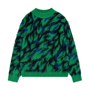 High Quality Soft Comfortable <b>Acrylic</b> Breathable Sweater Men Custom Logo Front New Style Pullover Fuzzy Crew Neck - Product Image 3