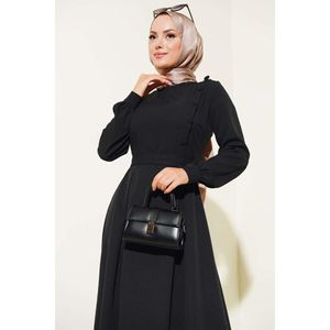 Side <b>Covered</b> Button <b>Dress</b> Black - Product Image 1