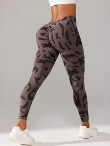 Leggings en tissu brossé pour femmes Tiktok Gym Fitness taille haute bout à bout respirant Sport Compression Yoga pantalon - Product Image 5