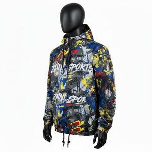 Chaqueta cortavientos de poliéster de alta calidad, estilo Streetwear con estampado gráfico con chaqueta cortavientos bordada con logotipo personalizado para hombre - Product Image 4