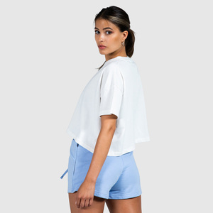 Best Selling Oversized Crop <b>Top</b> T-Shirt <b>for</b> <b>Women</b> Puff Printing Sexy O-Neck Design with Custom Logo Patch Applique Decorations - Product Image 3