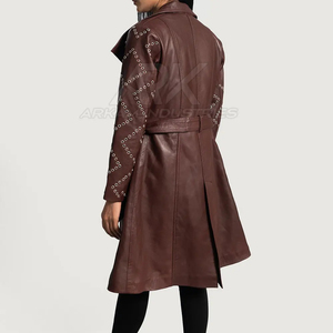 Elegante abrigo de cuero para mujer con forro interior cálido y forma elegante para actividades casuales al aire libre - Product Image 3