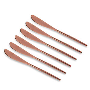 Ensemble de couverts MAKREY en acier inoxydable rose doré de luxe, finition minimaliste brillante, durable, léger, réutilisable, facile à nettoyer - Product Image 6