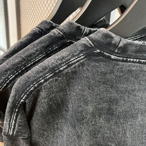 Camiseta personalizada de buena calidad con lavado ácido, ropa de calle lisa, camisetas Vintage de secado rápido, camiseta negra con lavado ácido transpirable al por mayor - Product Image 2