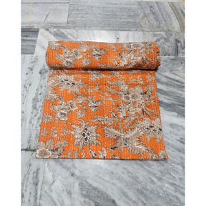 Edredón Kantha de algodón con estampado Floral Vintage indio hecho a mano, Sábana de invierno vibrante, estilo de armario decorativo, ropa usada - Product Image 1