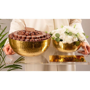 Ensemble de 3 bols en métal doré martelé faits à la main pour la table à manger écologique et décorative pour les mariages et le chocolat - Product Image 5