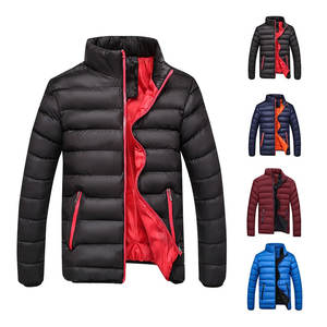 Chaqueta Acolchada Cálida de Invierno para Hombre, Cuello Alto, Manga Larga, Color Sólido, Informal, para Exteriores - Product Image 1
