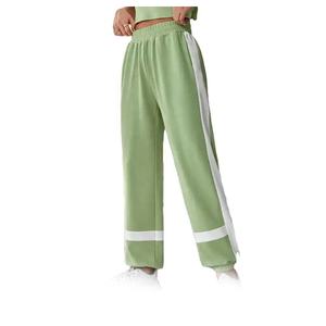 Pantalones de chándal de pierna recta de algodón transpirable personalizados para hombres y mujeres pantalones casuales de colores contrastantes con cierre de cordón para adultos temporada de otoño - Product Image 1