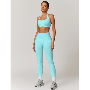 Ensemble de fitness, soutien-gorge de yoga sans couture et leggings taille haute, extensible, respirant, léger, pour femmes, entraînement - Product Image 2