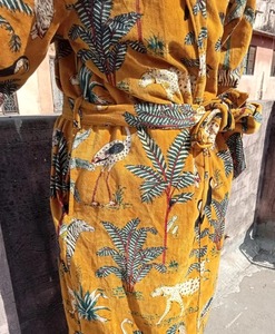 เสื้อคลุมกิโมโนผ้าฝ้ายยาวผ้าคอตตอนผ้าฟลีซลายดอกไม้ผ้ากำมะหยี่นุ่มพิมพ์ลายดอกไม้ขนาดพลัสไซส์สำหรับใส่นอนในบ้านฤดูร้อน - Product Image 3